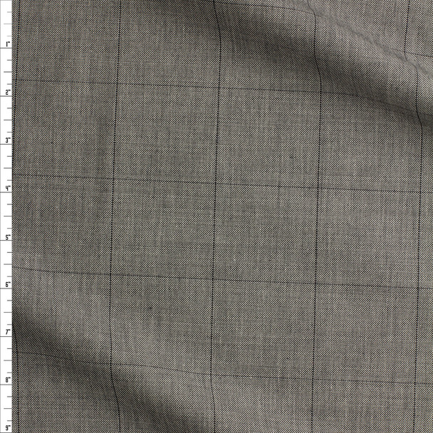 Khaki Fine Windowpane Check Wool Suiting #27121 Fabric By The Yard