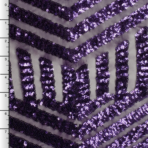 Plum Geometric Stretch Micro Sequin Fabric