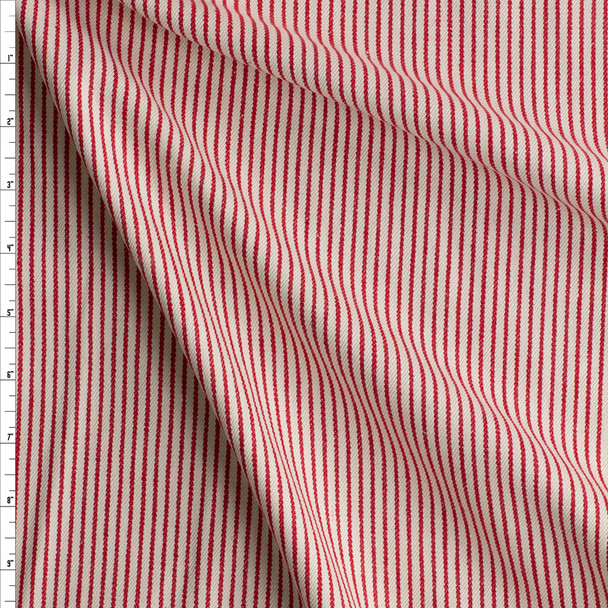 Red And Offwhite Vertical Stripe Cotton Twill #27201 Fabric By The Yard
