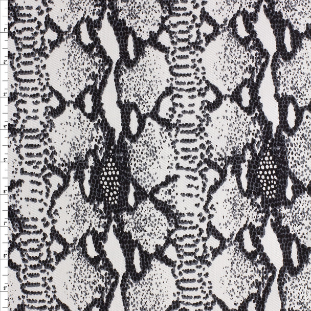 Black, Gray, And White Snakeskin Stretch Twill Fabric By The Yard