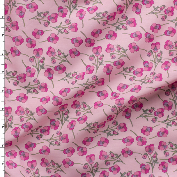 Pink Floral On Light Pink Cotton Lawn #27219 Fabric By The Yard