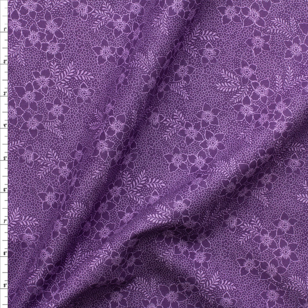 Purple Floral London Calling Cotton Lawn From Robert Kaufman #27230 Fabric By The Yard