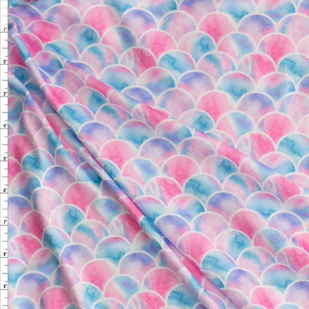 Cotton Candy Mermaid Scales Double Brushed Poly/Spandex Fabric By The Yard