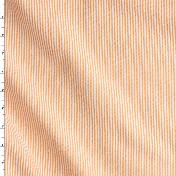 Orange And White Stripe Seersucker #27268 Fabric By The Yard