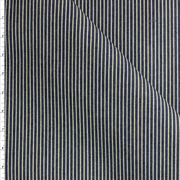 Offwhite On Indigo Railroad Stripe Denim #27381 Fabric By The Yard