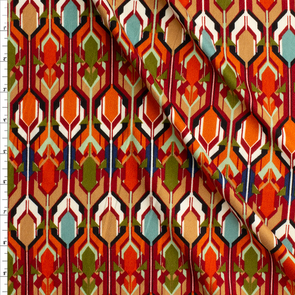 Autumn Layered Vertical Geometric Double Brushed Poly Fabric By The Yard