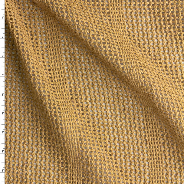 Tan Vertical Striped Heavy Rustic Net Fabric By The Yard