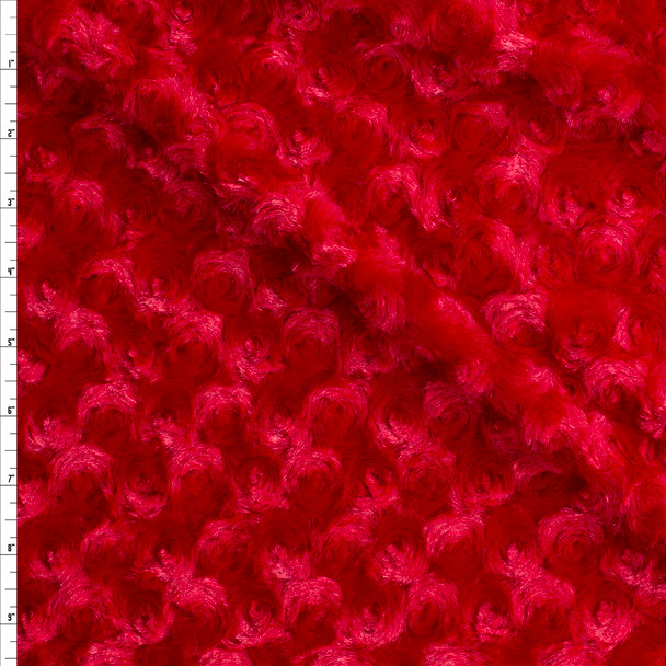Red Rosette Cuddle Fur #27405 Fabric By The Yard