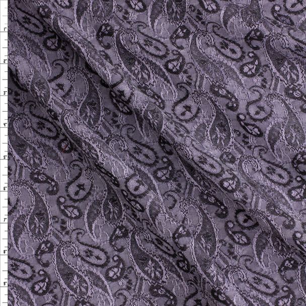 Charcoal And Black Paisley Designer Rayon Brocade #27509 Fabric By The Yard