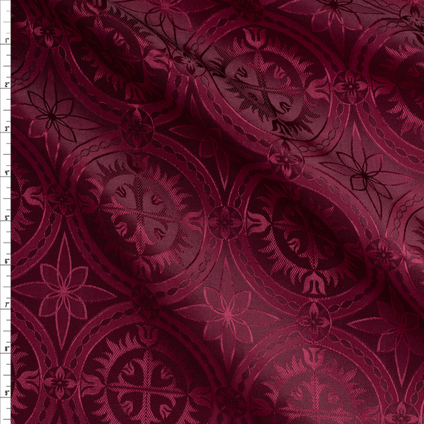 Wine Cross Medallion Brocade #27517 Fabric By The Yard