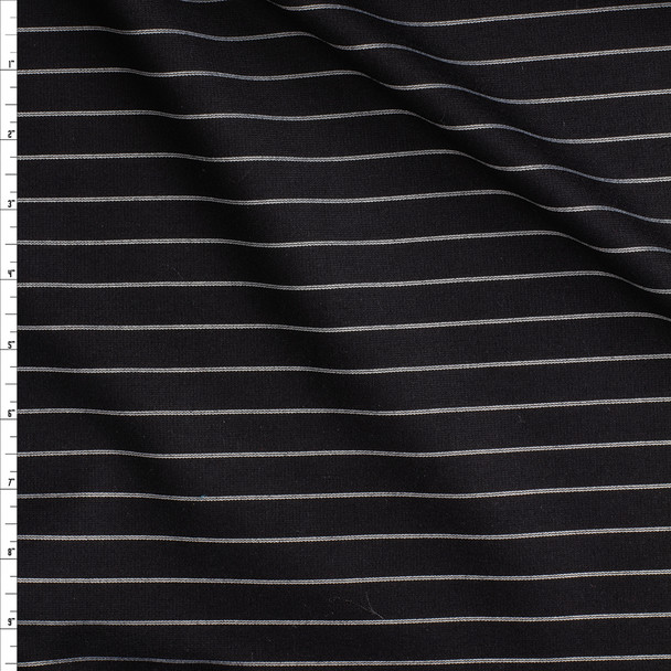 White Horizontal Pinstripes On Black Ponte De Roma #27523 Fabric By The Yard