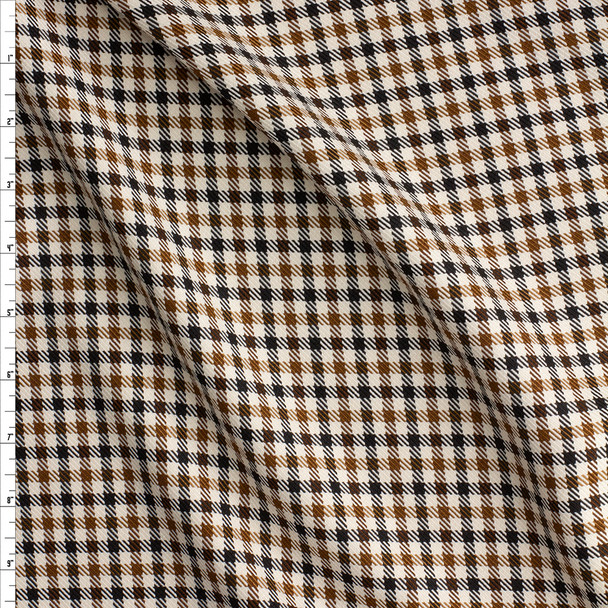 Black, Caramel, And Ivory Plaid Designer Suiting #27534 Fabric By The Yard