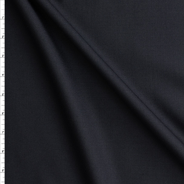 Black Designer Stretch Wool Suiting #27555 Fabric By The Yard