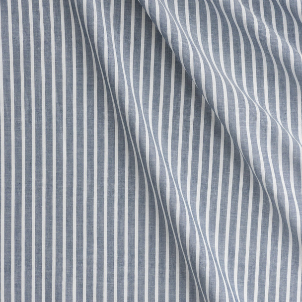 White On Blue Vertical Stripe Chambray #27674 Fabric By The Yard