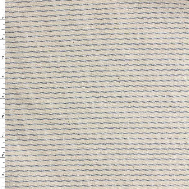 Blue On Ivory Horizontal Stripe Cotton Twill #27690 Fabric By The Yard