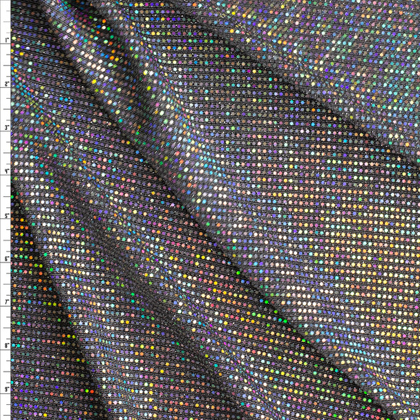 Holographic Silver Tiny Dot Sequins On Silver Sparkling Stretch Knit Fabric By The Yard