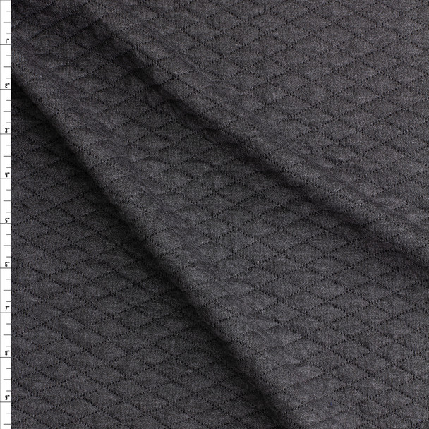 Charcoal Diamond Quilted Stretch Knit Fabric By The Yard