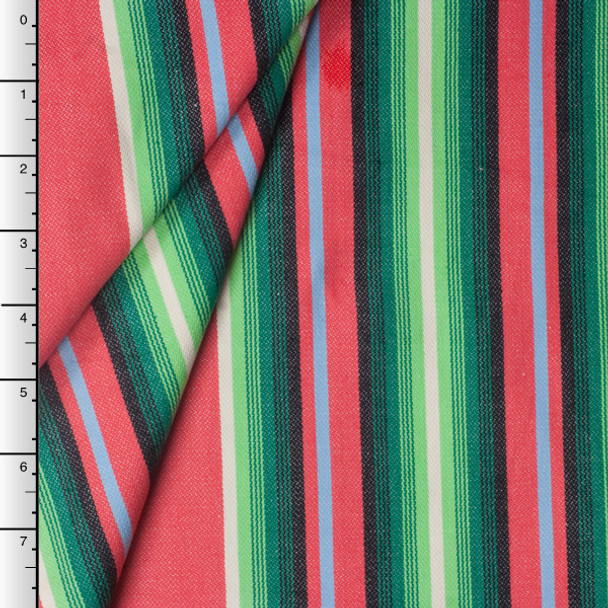 Red and Green Sarape Stripe Cotton Dobby by Robert Kaufman