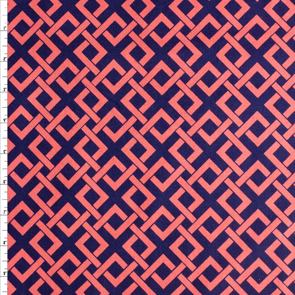 Red Navy Key Weave Cotton Novelty Print #27736 Fabric By The Yard