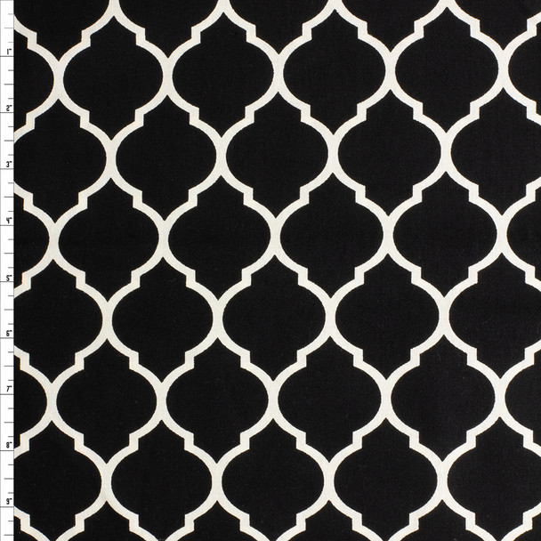 White On Black Geo Mod Cotton Novelty Print #27754 Fabric By The Yard
