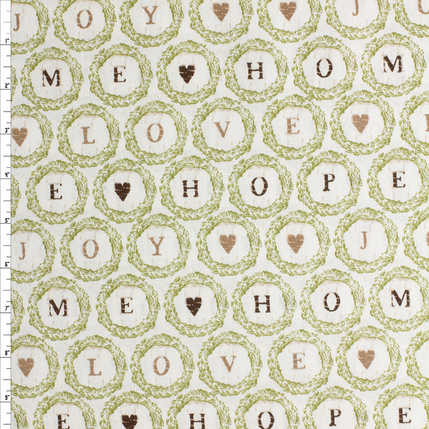 Home Love Wreath  Cotton Novelty Print #27762 Fabric By The Yard