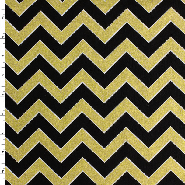 Gold Black Chevron Cotton Novelty Print #27767 Fabric By The Yard