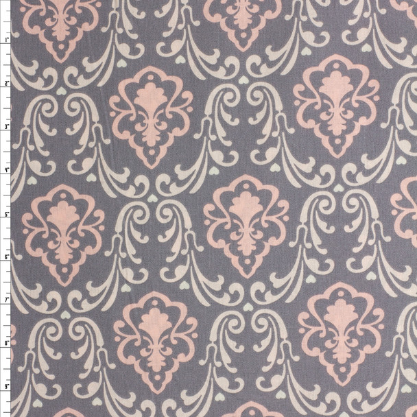 Divine Damask Cotton Novelty Print #27771 Fabric By The Yard