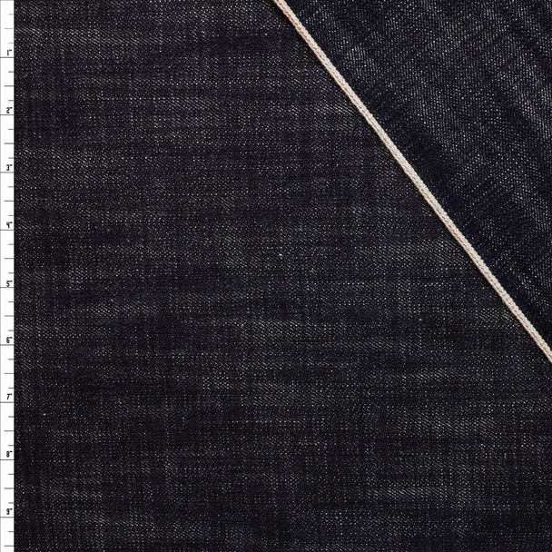 Textured Dark Indigo Candiani Italian Selvedge Denim Fabric By The Yard