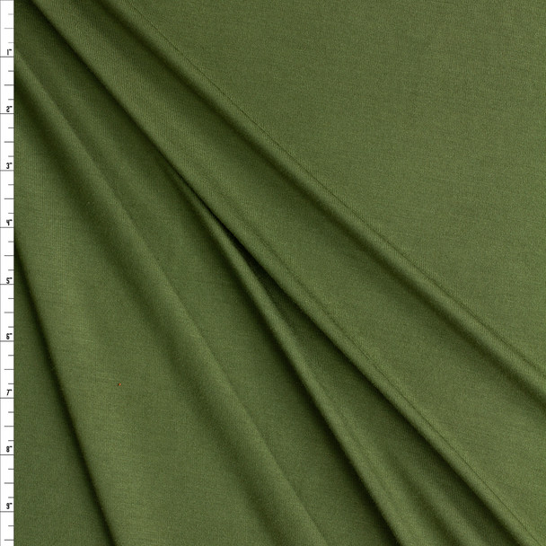 Olive Green Tiburon Stretch Bamboo Jersey Fabric By The Yard