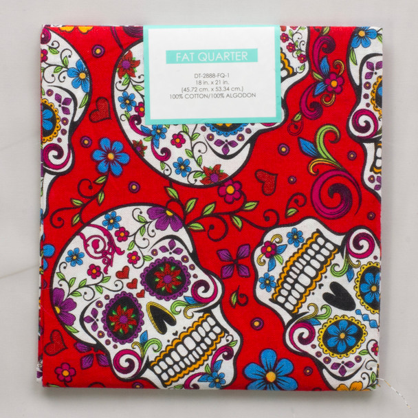 Sugar Skulls Red Quilter’s Cotton Fat Quarter #28014 Fabric By The Yard
