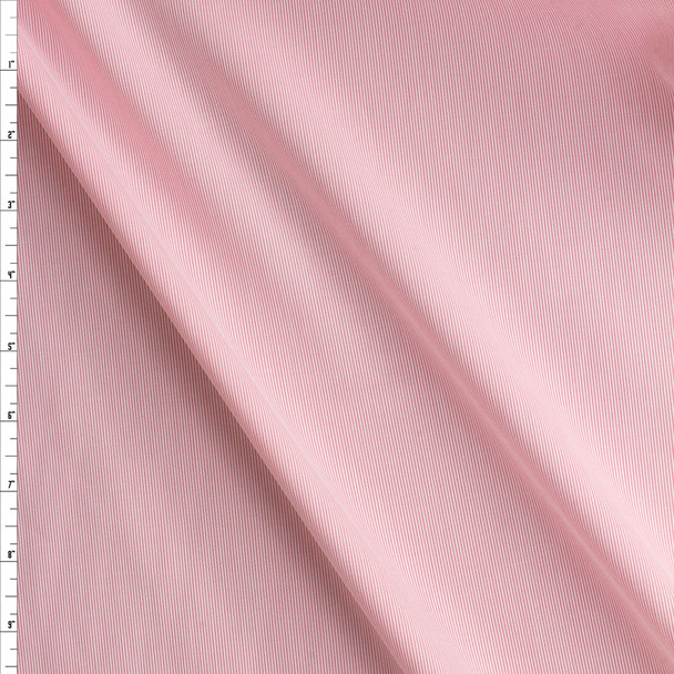 Pink And White Vertical Micro Stripe Poly/Cotton Oxford Shirting #28085 Fabric By The Yard