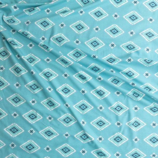 Zanafi Aqua Stretch Cotton Jersey Knit From Art Gallery Fabrics Fabric By The Yard - Wide shot Zanafi Aqua Stretch Cotton Jersey Knit From Art Gallery Fabrics Fabric By The Yard - Wide shot
