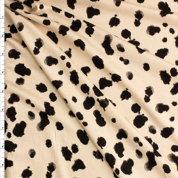 Black Dots On Ivory Designer Rayon Jersey #28283 Fabric By The Yard