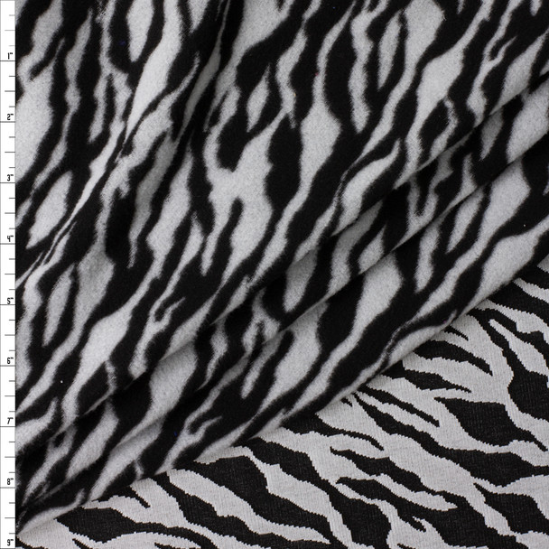 Black And White Tiger Print Stretch Sweatshirt Fleece From Rainbeau Fabric By The Yard