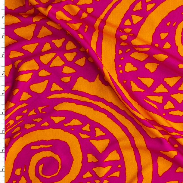 Hot Pink And Orange Swirl Silk Jersey Knit #28697 Fabric By The Yard