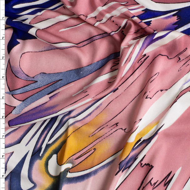 Large Brushstroke Floral Silk Jersey Knit #28706 Fabric By The Yard