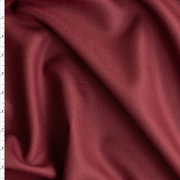 Burgundy Grid Texture Italian Wool Suiting #28801 Fabric By The Yard