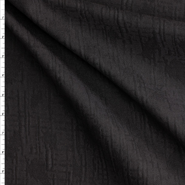 Black On Black Grunge Texture Ponte De Roma Jacquard From Robert Kaufman #28985 Fabric By The Yard