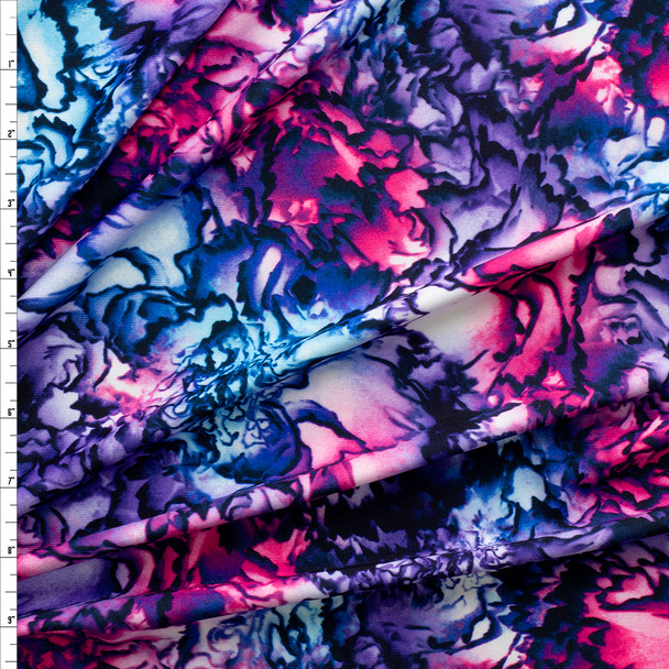 Vibrant Pink, Purple, and Blue Abstract Stretch Athletic Knit from Rainbeau #29502 Fabric By The Yard