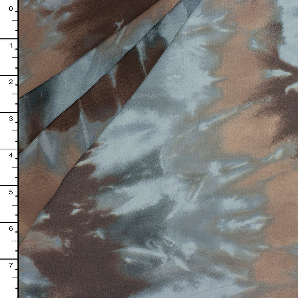 Brown and Blue Tie Dye Chiffon
