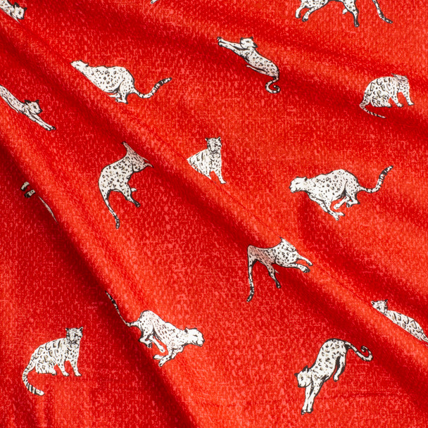 Boscage Wandering Leopards Ruby Cotton Poplin from Art Gallery Fabrics #29797 Fabric By The Yard