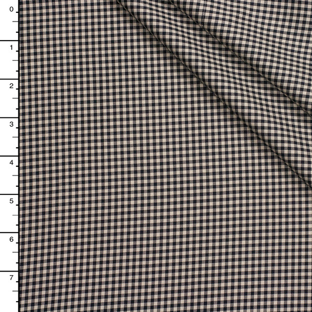 Ivory and Black Gingham Check Midweight Brushed Cotton Poplin