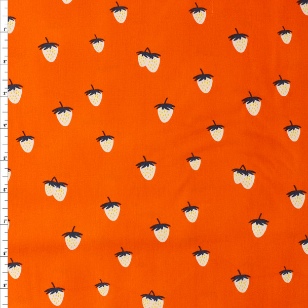 Summer Side Strawberries Cotton Poplin from Art Gallery Fabrics #30258 Fabric By The Yard