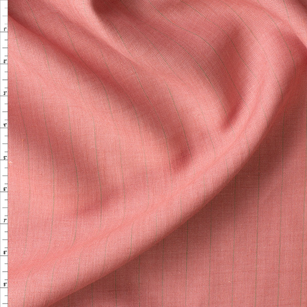 Olive Pinstripes on Rose Linen #30286 Fabric By The Yard