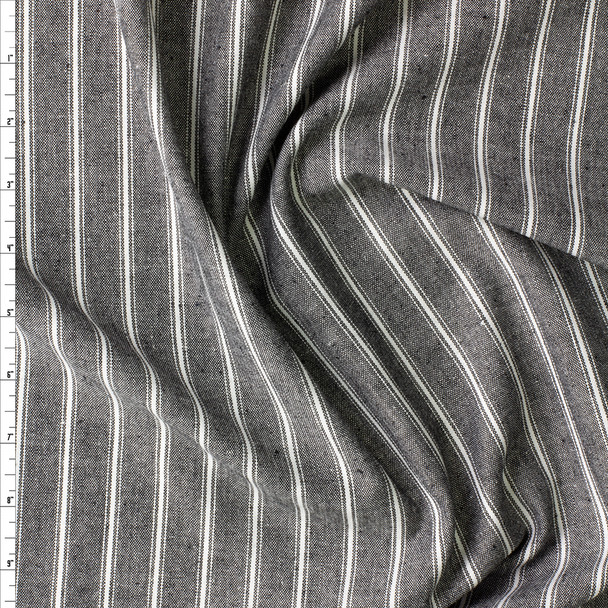 White on Black Vertical Stripe Chambray #30301 Fabric By The Yard White on Black Vertical Stripe Chambray #30301 Fabric By The Yard