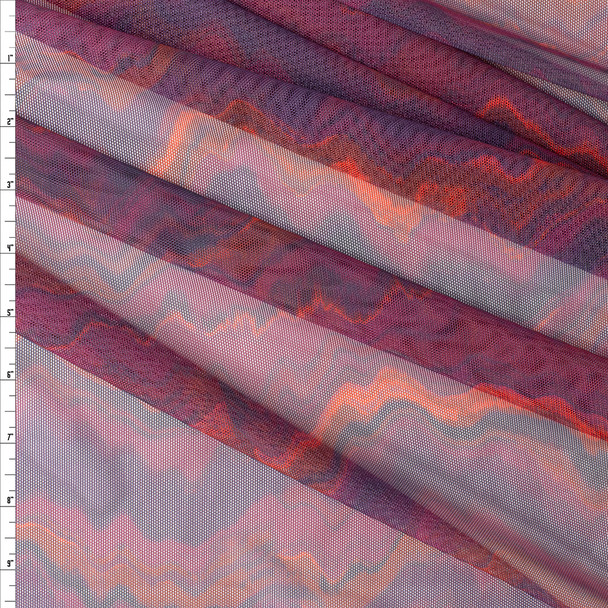Plum and Wine Topo Abstract Power Mesh #30343 Fabric By The Yard