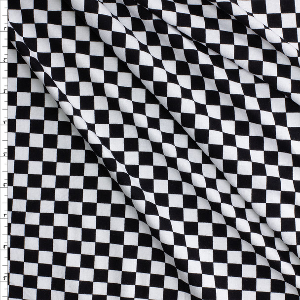 Black and White Checkered Cotton/Spandex Jersey Knit #30391 Fabric By The Yard