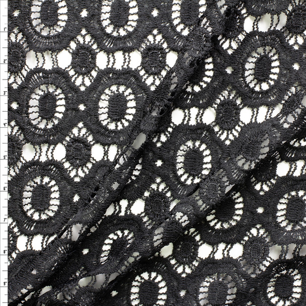 Black Medallion Cotton Lace #30422 Fabric By The Yard