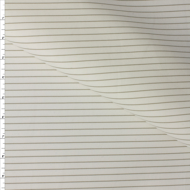 Taupe on Offwhite Horizontal Pinstripe Scuba Knit #30445 Fabric By The Yard