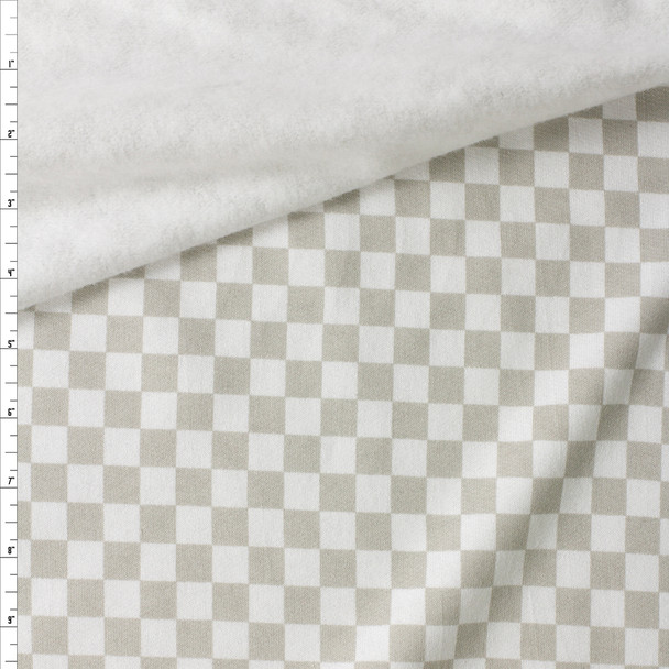 White and Light Grey Checkers Cotton Sweatshirt Fleece #30480 Fabric By The Yard White and Light Grey Checkers Cotton Sweatshirt Fleece #30480 Fabric By The Yard